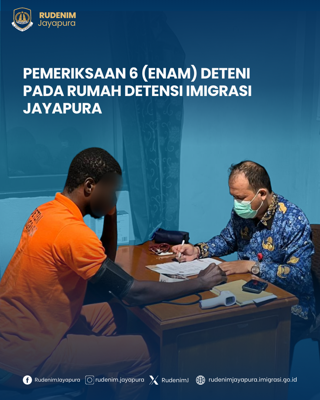 Jaga Kesehatan Deteni, Rudenim Jayapura Bersinergi dengan Puskesmas Imbi Gelar Pemeriksaan Rutin